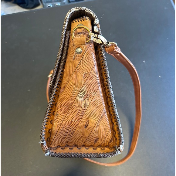 Vintage 1960's-70's Leather Tooled Purse - Western Cowgirl Purse Vintage VTG - Picture 6 of 14